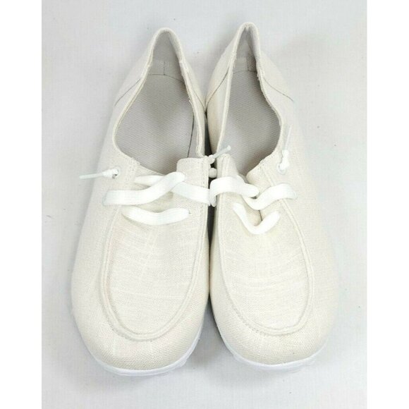 Women's Slip On Loafers Sz 9/40 Cream Fabric Upper Lightweight - Picture 4 of 8